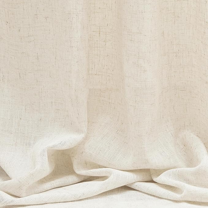 MYSKY HOME Linen Curtains for Living Room, Natural Semi Sheer Curtains & Drapes - Image 6
