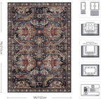 5x7 Area Rugs, Vintage Retro Soft Washable Rug, Non-Slip Low Pile Rugs - Image 2
