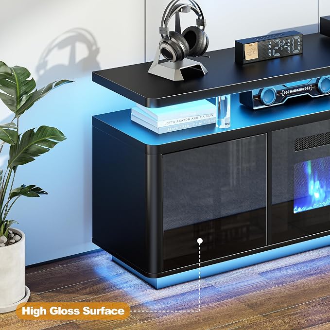 70" Fireplace TV Stand with Double LED Lights - Image 7