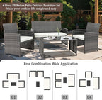 4 Piece Patio Ratten Set Outdoor Furniture Set Wicker Conversation Set - Image 2