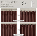 Brick Brown Pinch Pleated Light Filtering Linen Curtains 90 Inches Long | - Image 5