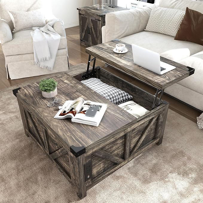 jimeimen Farmhouse Lift Top Coffee Table by jimeimenFurniture