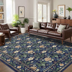 GarveeHome Washable Area Rug 6x9, Soft Vintage Floral Bedroom Rug Non Slip Low - Image 8