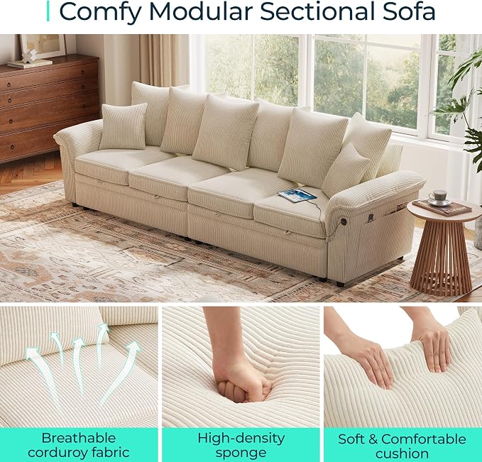 LINSY HOME Oversized Sectional Sleeper Sofa - Image 5