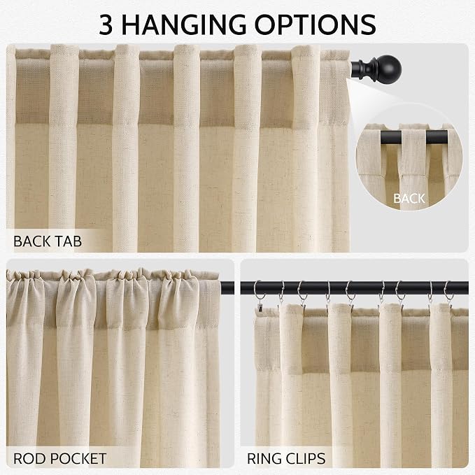 Tan Linen Curtains 84 Inches Long - Image 2