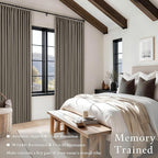 Desert Taupe Linen Blackout Pleated Curtains 86 Inches Long - Image 4
