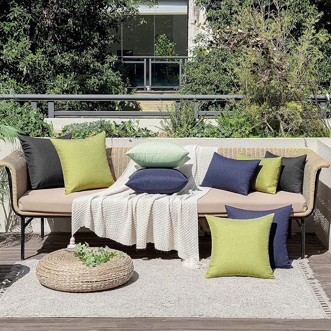 MIULEE Pack of 2 Decorative Outdoor Solid Waterproof Throw Pillow Covers Euro - Image 5
