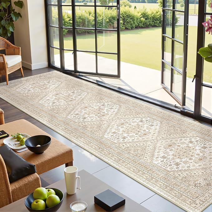 Runners for Hallway 12ft, Non-Slip Long Bathroom Rugs, Cream/Beige | Rugs - Image 4