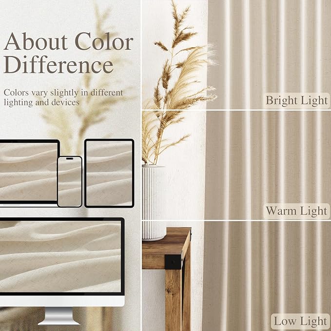 Birch Beige Linen Curtains 84 Inches Long - Image 3