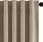 Topfinel Taupe Burlap Linen Blackout Curtains 63 Inches Long 2 Panels by Topfinel