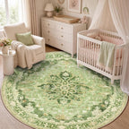 RELEANY Washable Area Rug, Round 5ft, Water Repellent, Pet Friendly, Vintage by RELEANY
