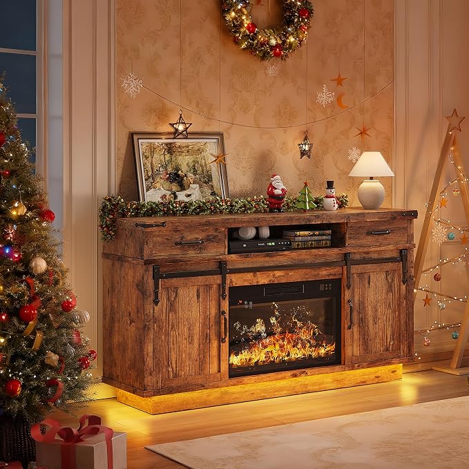 Jocoevol Fireplace TV Stand for TVs up to 65", Electric Fireplace - Image 6