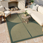 Lahome Rainbow Easy Jute Dark Green Rug, 5x7 Mid Century Modern Rug | Rugs by Lahome