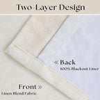 Natural 100% Blackout Pinch Pleated Linen Curtains 63 Inch Long - Image 4