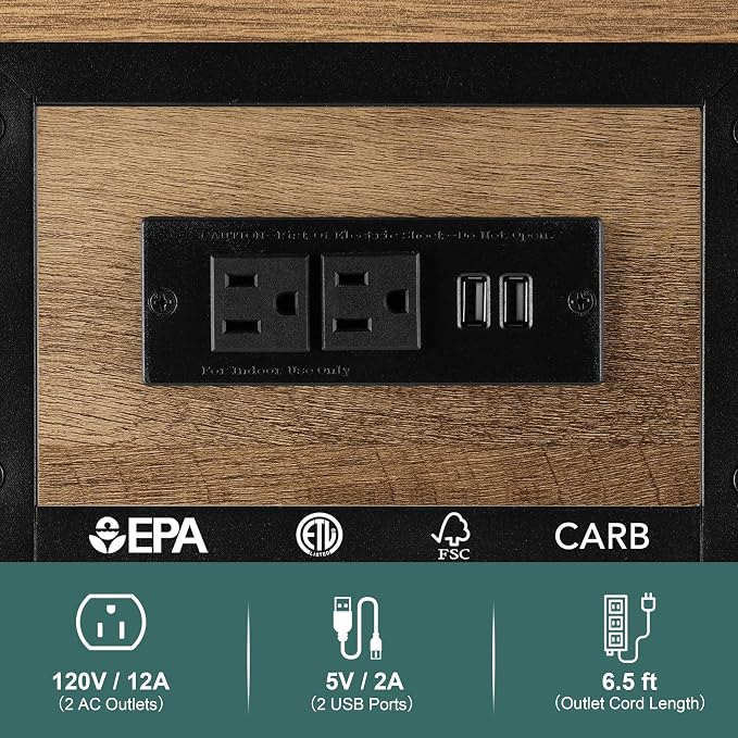 Yoobure End Table with Charging Station, Flip Top Side Table with USB Ports and - Image 5
