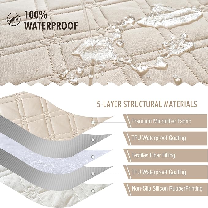 Genina Waterproof Couch Cover, Washable Anti-Slip 51 inch Loveseat Sofa Covers - Image 5