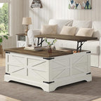 Furnideco 35.5''W Square Coffee Table Farmhouse Lift top Coffee Table by FurnidecoFurniture