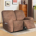 ANARACHON Leather Look Loveseat Recliner Cover, 6-Pieces Stretch Dual Recliner - Image 2