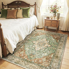 RELEANY Washable Area Rug, Brick/Brown/Green | Non-Slip, Water Repellent - Image 3
