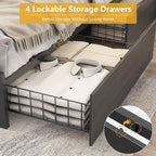 Lifezone Full Bed Frame with 2-Tier Storage Headboard, Metal Platform Bed Frame - Image 6