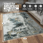 4x6 Area Rugs for Living Room Washable Bedroom Dining Room Black Gold | Modern - Image 2