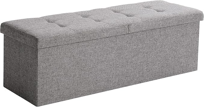 45.3 Inches Foldable Seat Footrest Shoe Bench End of Bed Storage - Image 8