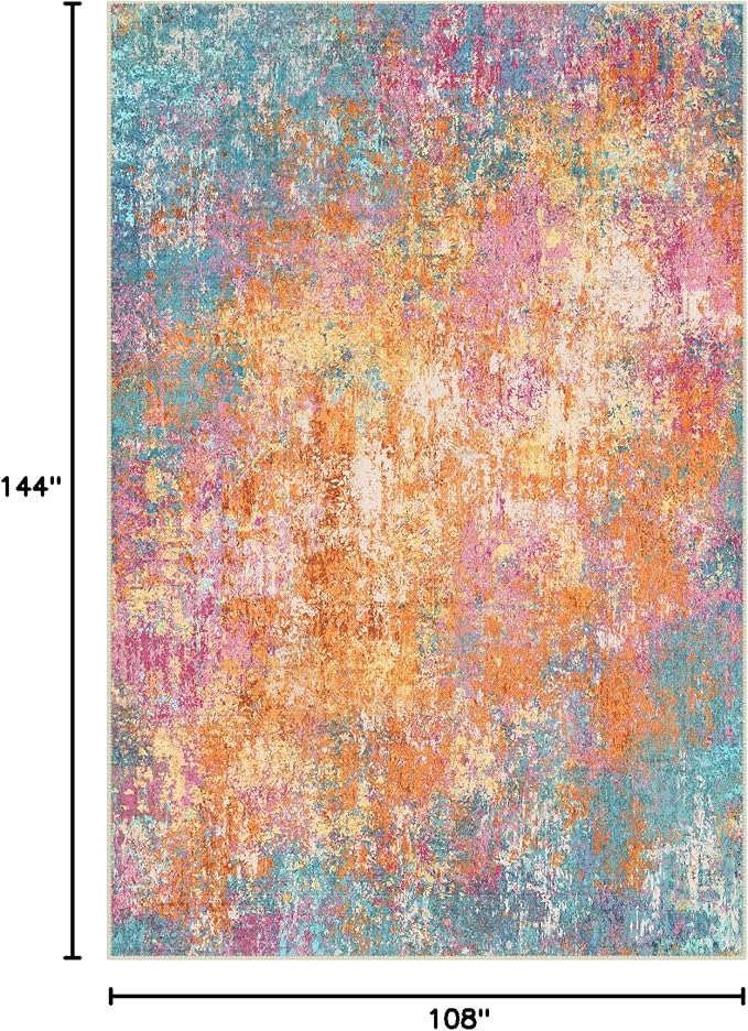 RELEANY Washable 9'x12' Abstract Area Rug - Image 2