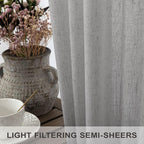 Grey Curtains 72 Inch Length for Bedroom 2 Panels Back Tab Rod Pocket Semi - Image 4