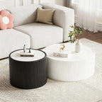 2-Piece Round Nesting Coffee Table Set, 29.52" Marble Coffee Table and End - Image 4