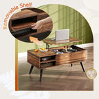 WLIVE Coffee Table with Lifting Top, Hidden Storage & Adjustable Shelf - Image 6