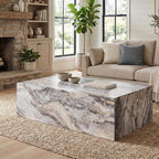 Coffee Table, Modern Faux Marble Living Room Table in Grey by BAOPIN