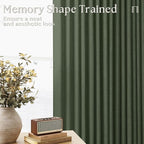 Olive Green Linen Pinch Pleated Light Filtering Curtains 84 Inches Long | Semi - Image 8