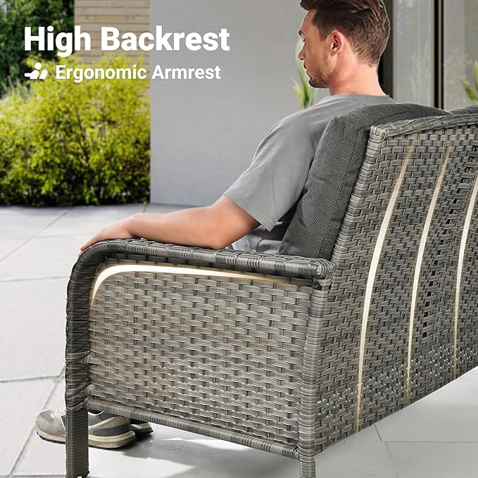 ovios 8-Piece Patio Furniture Set, Outdoor Wicker Sofa - Image 6