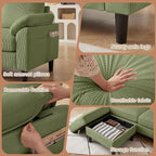 4 Piece Modern Corduroy Sofa Set, L-Shaped Sectional Couch - Image 7