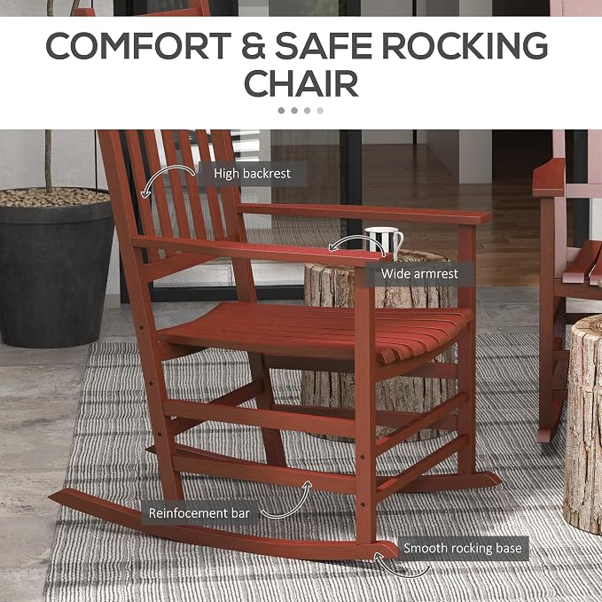 Outsunny Outdoor Rocking Chair Set of 2, Patio Rocking Chair - Image 5