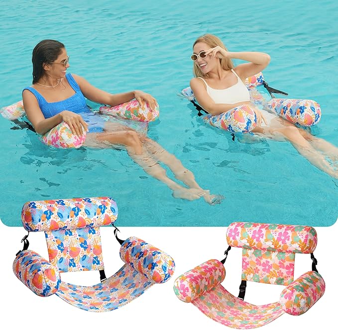 SLOOSH Inflatable Pool Floats Adult, 2 Packs Floating Lounge Chairs, Blow up - Image 2