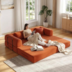 79in Convertible Sofa Bed, Corduroy Boneless Couch Bed, Futon Sleeper Sofa Pull by Unknown