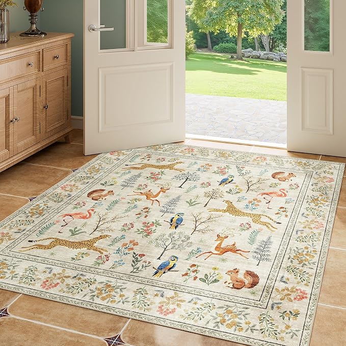 DUKINO 4x4 Square Area Rug, Washable Animal Rug - Image 8