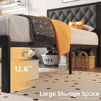 Fluest Twin Bed Frame with Headboard Linen Upholstered Bed Frame Platform - Image 5