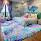 8x10 Area Rug, Cute Kawaii Purple Rainbow Rug - Image 7