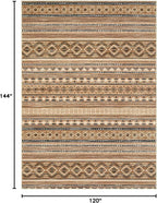 cotiled 10x12 Area Rugs Washable Boho Living Room Rug Brown/Beige | Stain - Image 2