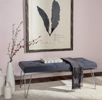 SAFAVIEH Home Collection – Marcella Navy Linen Tufted Upholstered Accent Bench - Image 2