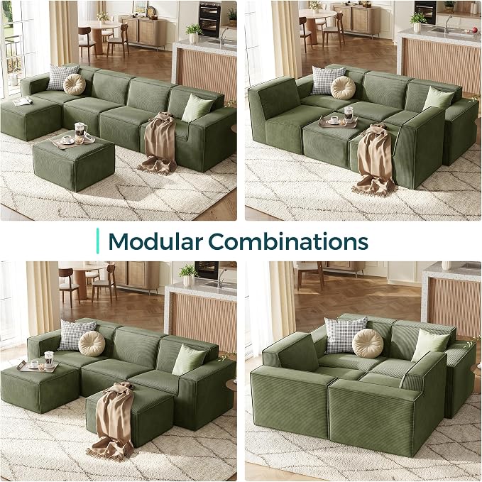 LINSY HOME Modular Sectional Sofa, Corduroy Sectional Cloud Couches - Image 7