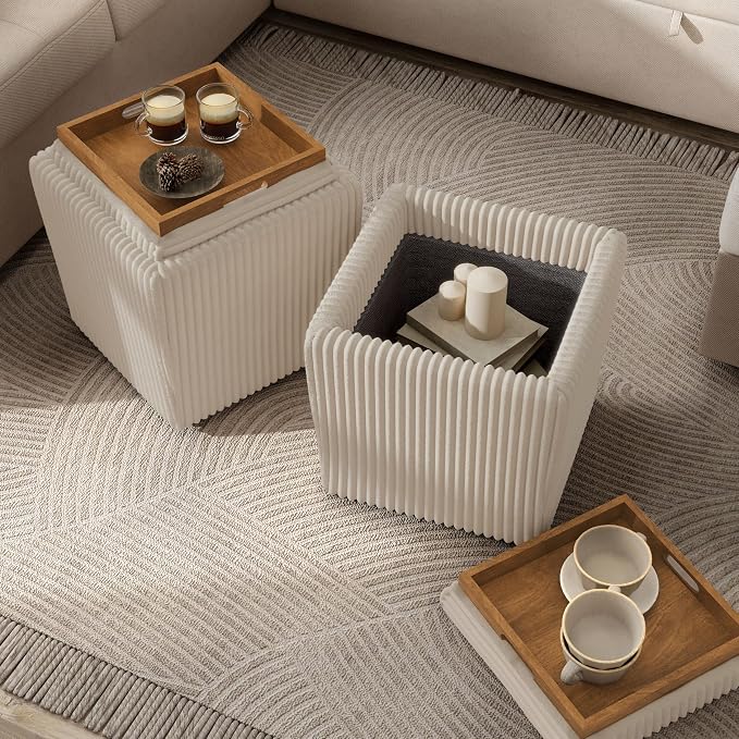 Furniture of America Lennox Modern Chenille 17-inch Square Storage Ottoman - Image 10