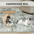 9x12 Washable Area Rug for Living Room Bedroom: Non-Slip Modern Black Gray | - Image 6