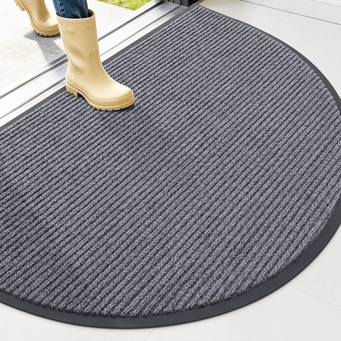 OLANLY Half Circle Front Door Mat 47x32, Waterproof Heavy-Duty Doormat | Grey by OLANLY