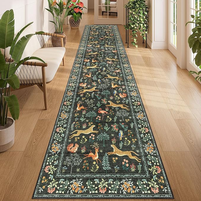 DUKINO 2.6x12 Hallway Runner Rug, Washable Animal Rug Non Slip, Stain Resistant by DUKINO