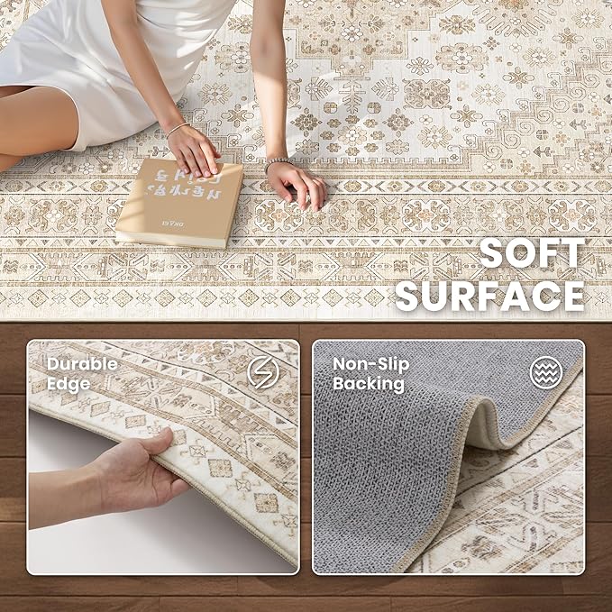 7x9 Area Rugs for Living Room, Large Washable Rug, Dining Room, Low Pile - Image 6