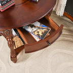 Solid Wood End Table with Drawer, Oval Sofa Side Table, Storage Shelf, Living - Image 6
