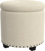 HomePop Home Decor | Upholstered Round Storage Ottoman - Image 9